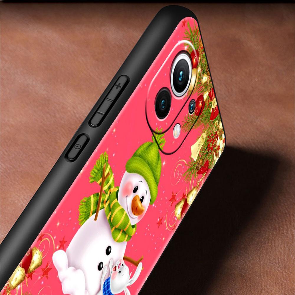 Soft Silicone Case For Xiaomi Mi 11 Lite 5G NE 11T Pro 12S Ultra 12 Note 10 10T 9T Phone Cover Bumper Funda Christmas Snowman