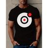 European Sizes Round Icon Men's Short Sleeve T-Shirt - Geometric Target Design, Breathable Summer Casual Tee, Regular Fit, Comfortable Wear