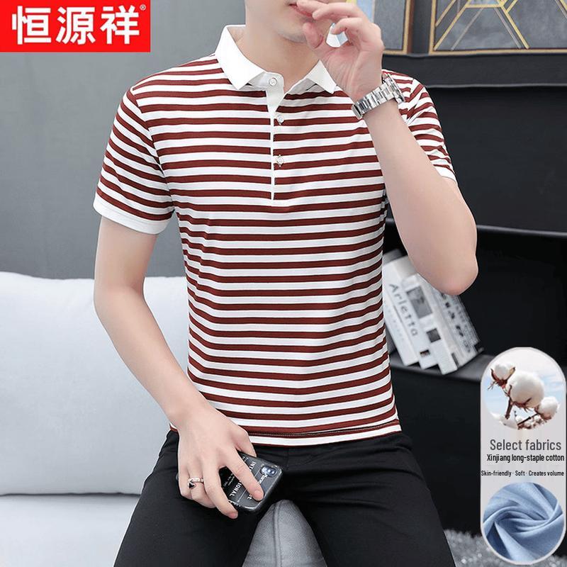 Herren Langstapel-Baumwolle Gestreiftes Poloshirt