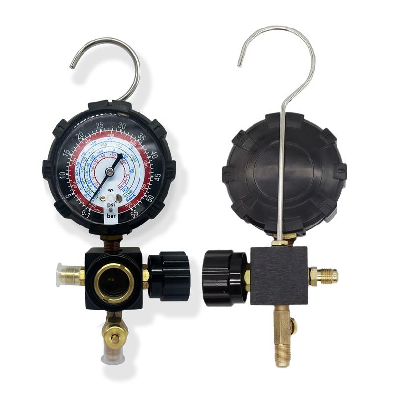 R410a Diagnostic Manifold Freon Gauge Set High Pressure A/C Refrigeration Tool for R22/R410A/R134A with Sight Glass