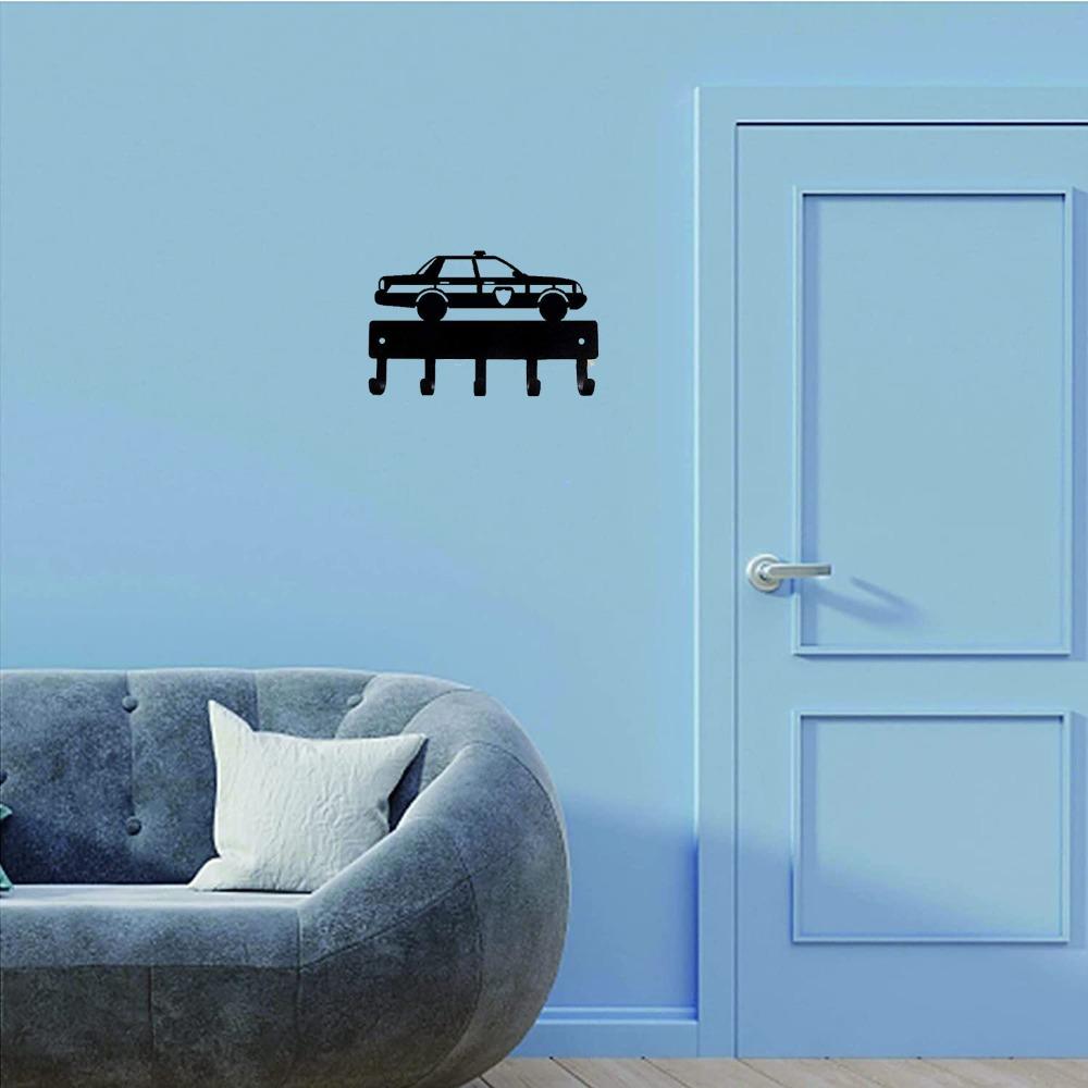 

Police Car Key Holder Wall Mount Metal 9 Inch 5 Hooks for Entryway