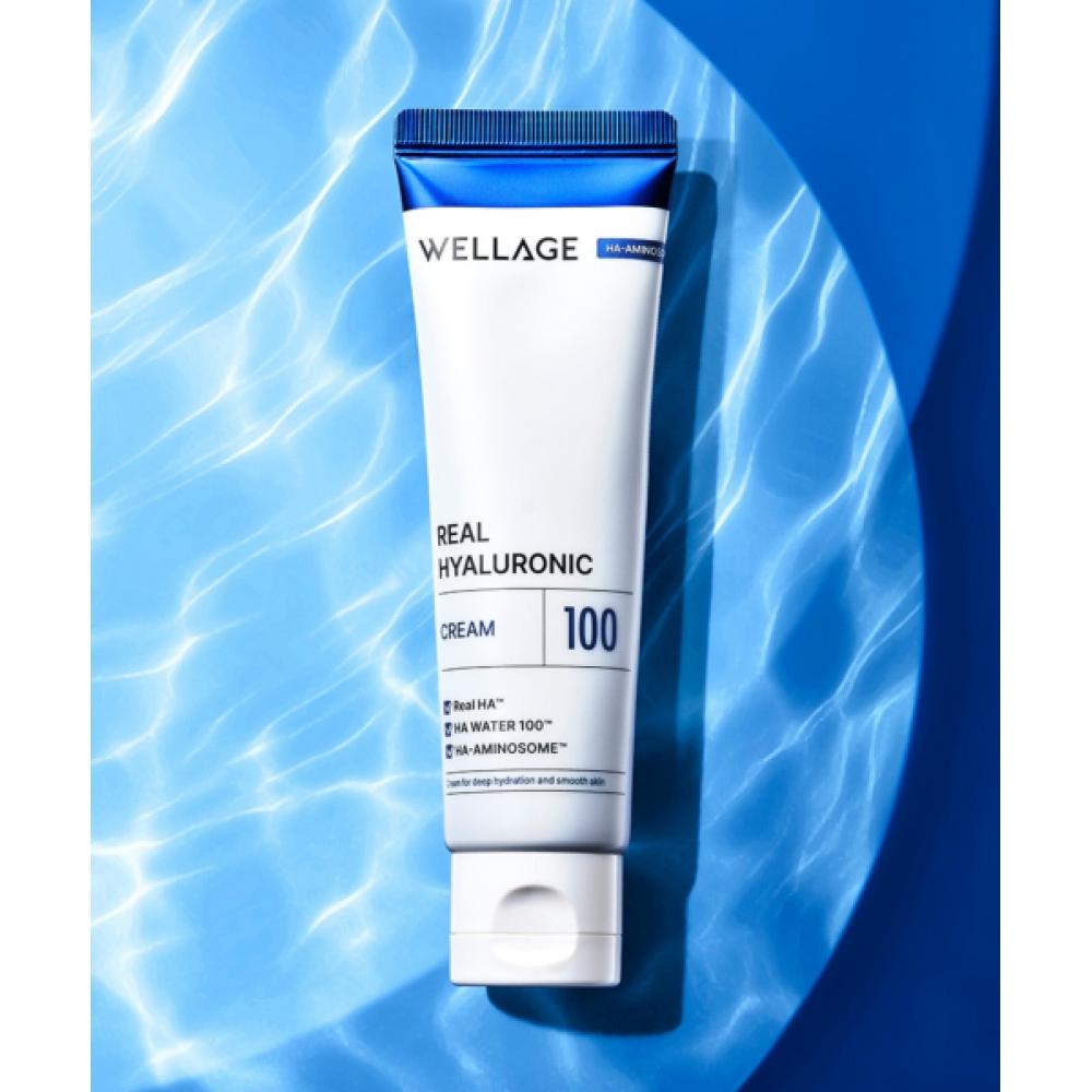 Wellage Real Hyaluronic 100 Cream 50ml 3 Pcs  + 5 Blue Ampoule Masks Extra 