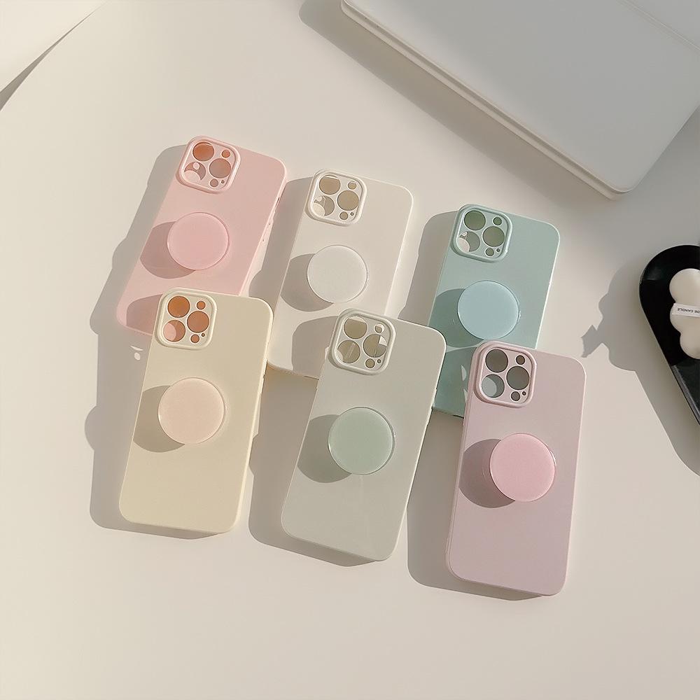 Dopamine Apple iPhone Case: 15 Pro Max, iPhone 14/13/12, Pure Color, Soft, Simple Design with Bracket.