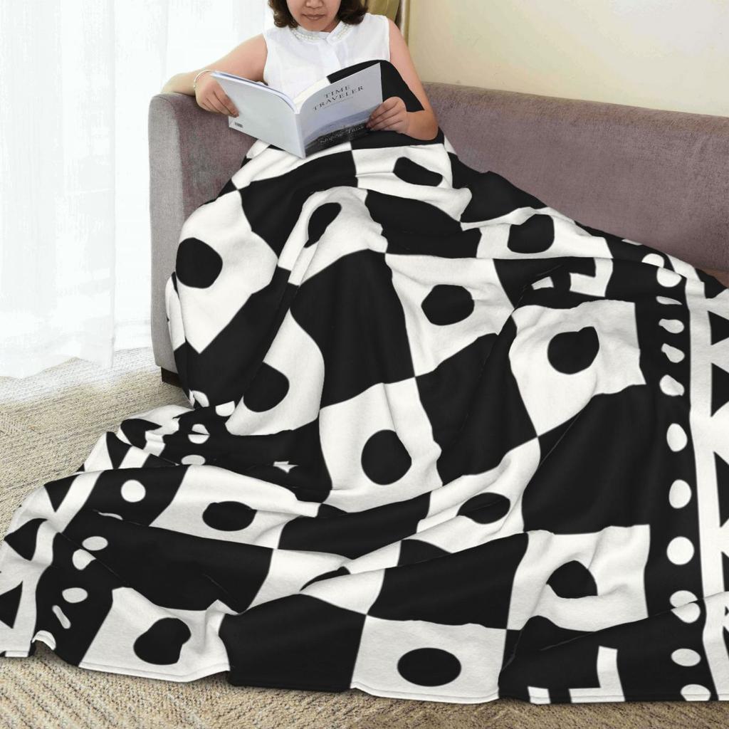 Chess Board Black And White Grid Checkered  Blankets Fleece Sofa Throw Blanket Portable for Couch Bedding Outdoor Throws