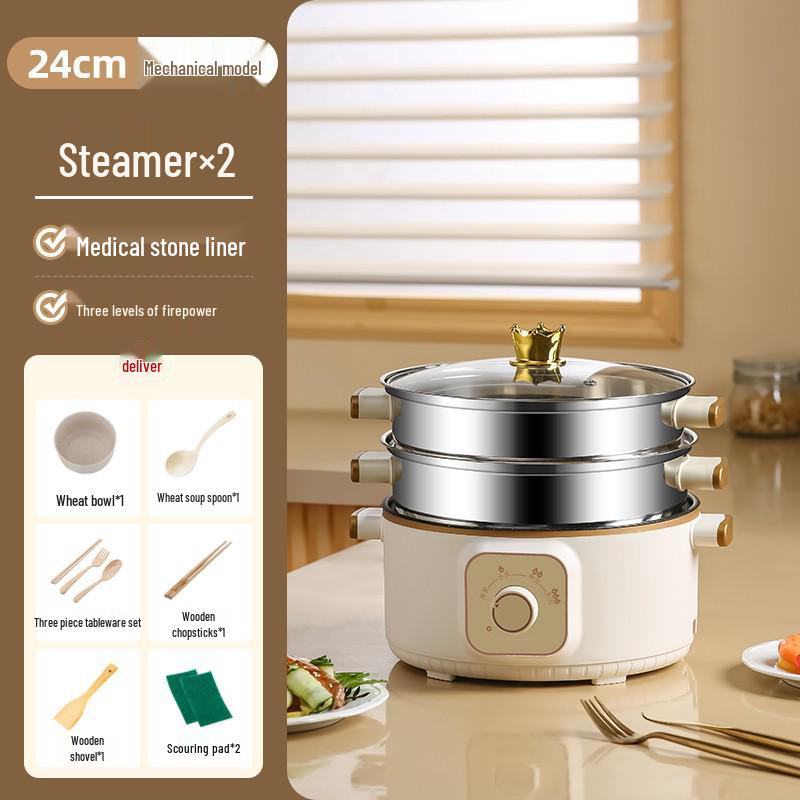 Wielofunkcyjny parowar elektryczny: Stal nierdzewna, Trójwarstwowy, Minutnik, do gotowania na parze, gotowania i duszenia