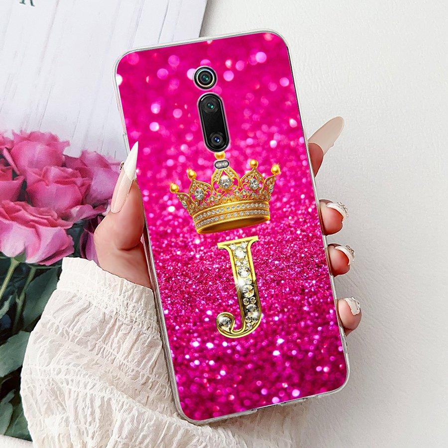For Xiaomi Mi 9T Case Mi 9T Pro Phone Back Cover Pink Black 26 Letter Soft Silicone Funda For Xiaomi Mi9T  9 Tpro Couqe