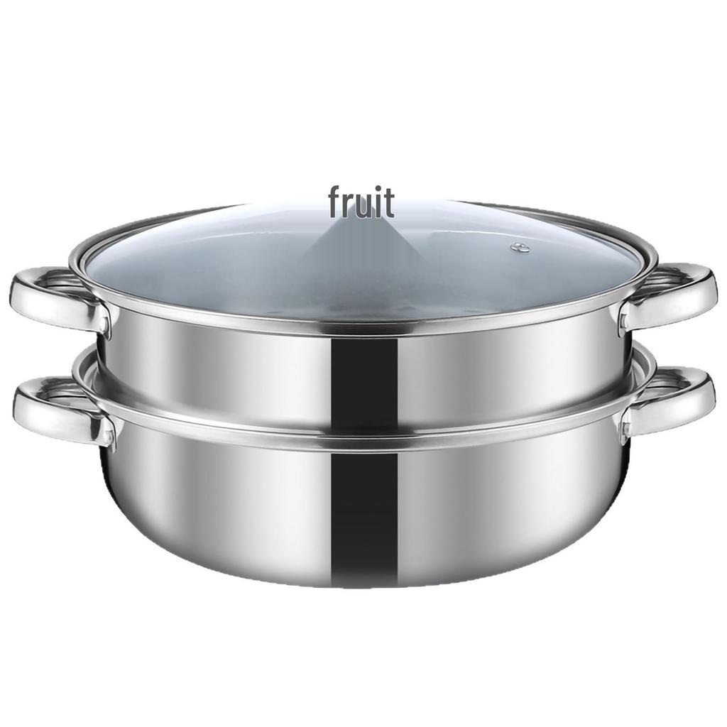 28cm Edelstahl Doppelschicht Dampfgarer mit Verdicktem Suppen- und Fischdämpfer und Einzelschicht Hot Pot - Werbegeschenk