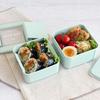 Iwasaki Kogyo Easy-Care Lunchbox, Quadratisch, Zweistöckig, 680ml, Mint, mit integriertem Deckel und Dichtung, Ag Fleckenabweisend, Mikrowellengeeignet, und