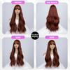 Red Brown Curly Wave Wigs Air Bangs 24 Inch  Fiber Synthetic Heat-resistant Deep Wave Hair Natural Party or Selfie Korean Fashion
