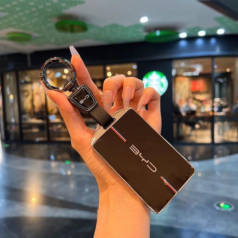 

Zinc Alloy Leather Car NFC Card Remote Key Cover Fob Case For BYD Tang DM Han EV Song PRO Qin PLUS DMI Auto Keychain Accessories