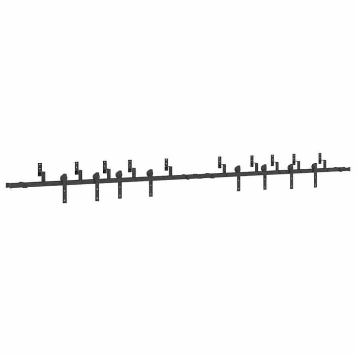 VidaXL Kit de quincaillerie de porte coulissante 427 cm acier noir, quincaillerie de porte coulissante, rail de porte de 3295744