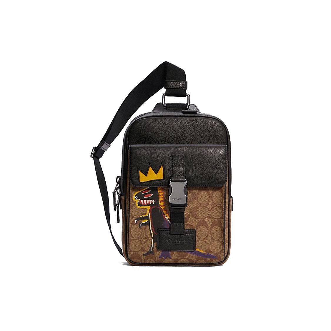 

Coach Track 18 Classic Monogram Color Block Dinosaur Graffiti Leather Crossbody Bag Unisex bags Black Brown C5421-QBLGQ Basic Set (Bag+Dust Bag)