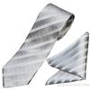 [Michiko London] Tie & Pocket Square Set, Silver Silk Tie, Made in Japan, for Weddings (05, free)