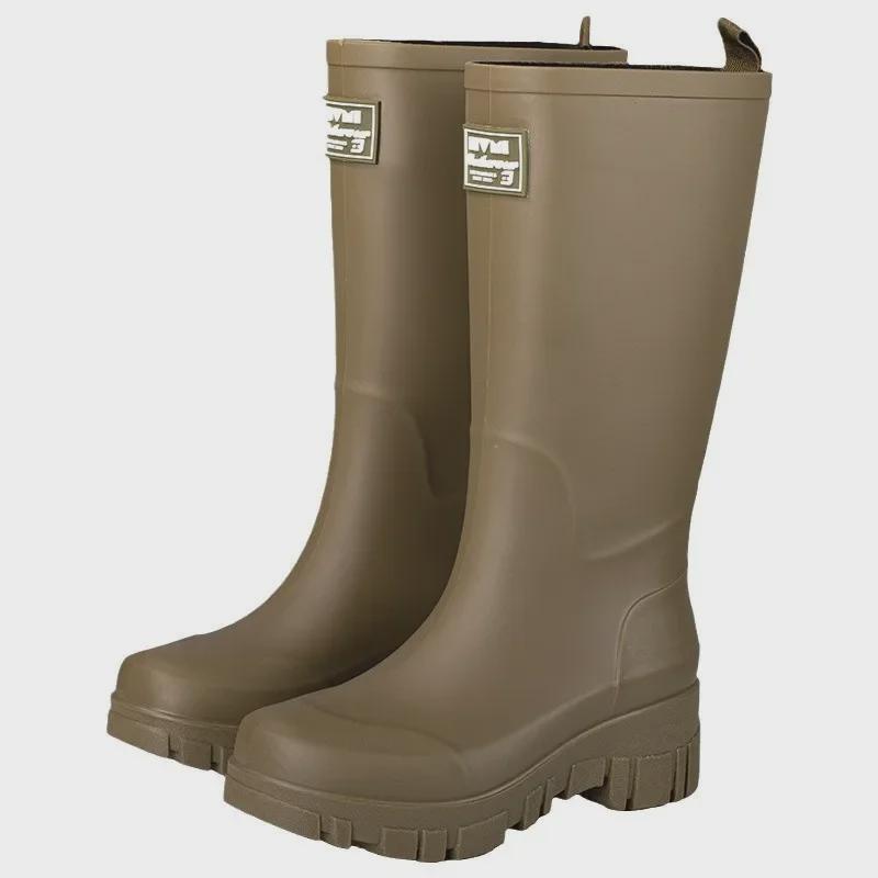 Dámské nepromokavé holínky na středním podpatku s tlustou podrážkou - Protiskluzové, odolné proti opotřebení, korejský styl pro kempování a mytí auta.