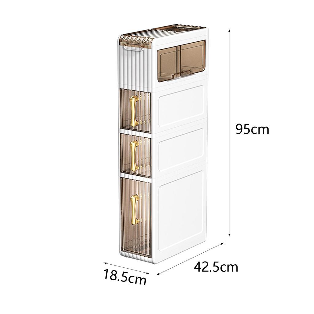 Bathroom Storage Floor Cabinet with Drawers Handles Silent Wheel Space Saving