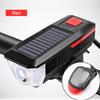 Zonne-fietsvoorlicht met claxon MTB-fiets Zonne-energie Achterlicht USB-opladen Fiets Voor- en Achterlicht Set voor Fietsveiligheid