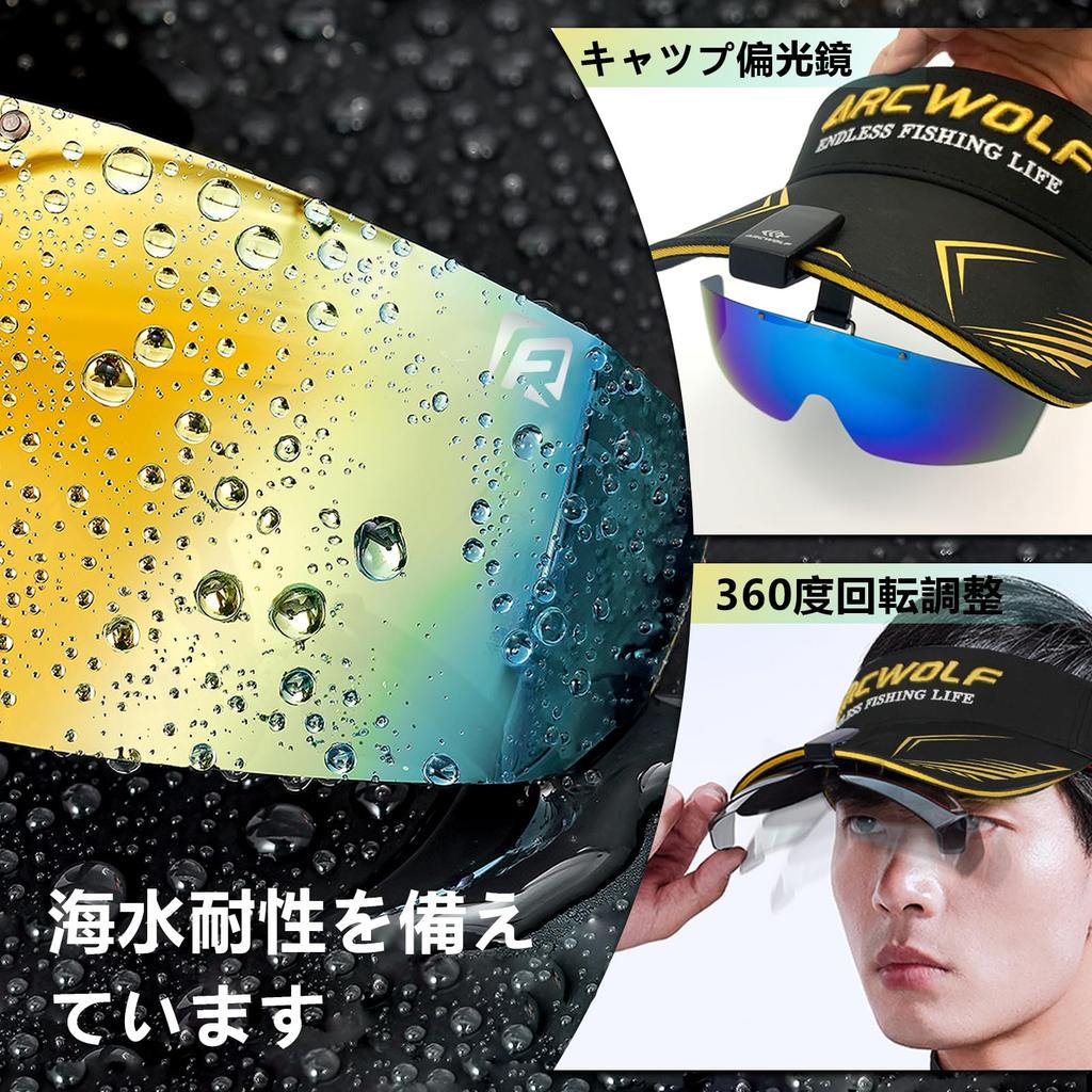 ARCWOLF Polarized Sunglasses for Cap Yellow Hats, Over-the-Eye Sunglasses, Flip-Up Shaders, Pollen-Resistant,