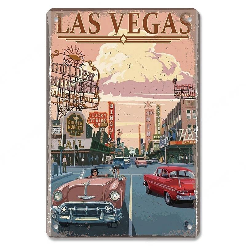 Benvenuti a Las Vegas Targa in metallo Targhe in latta Decorazione vintage Nevada Casino Poster in metallo Decorazione artistica da parete