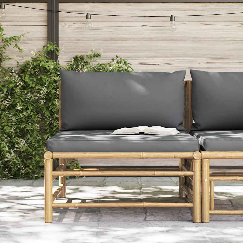 VidaXL Garten-Mittelsofa mit Dunkelgrauen Kissen Bambus