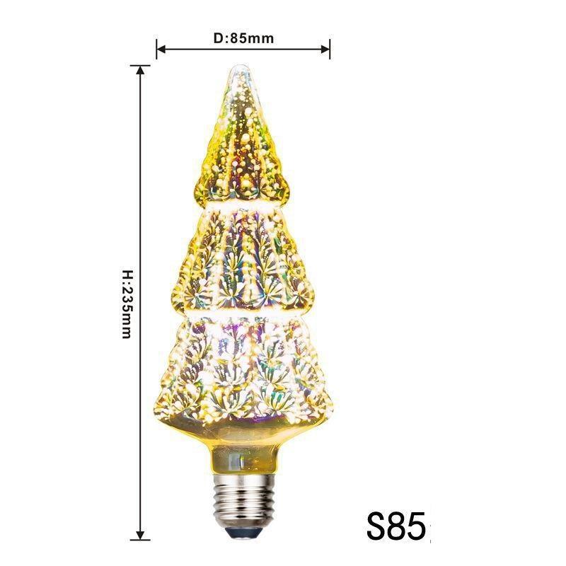 Artificii 3D Bec decorativ E27 Baza 4W Becuri de sticla de Anul Nou cu lumina calda moale Decor stralucitor de Craciun Bec LED 3D