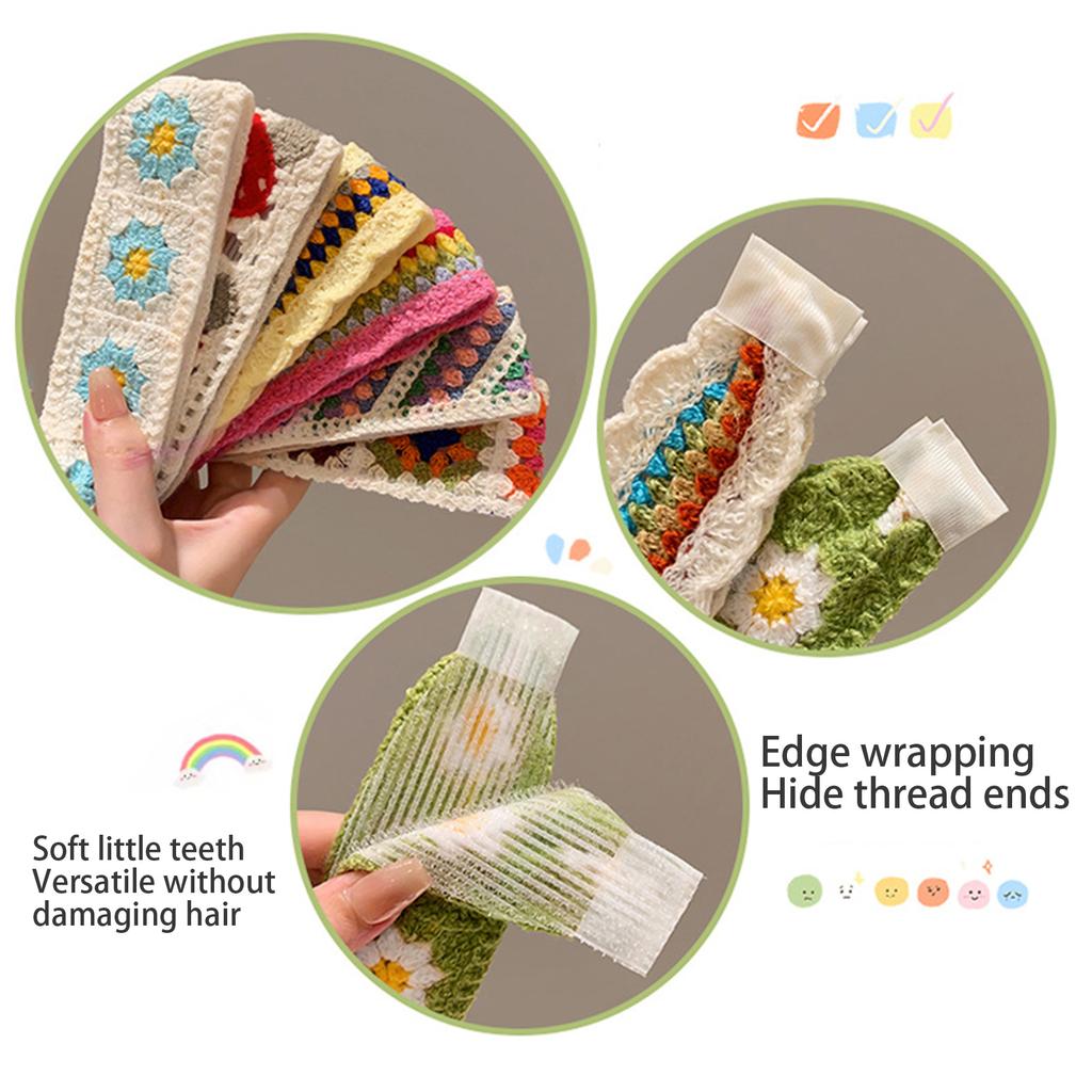 Retro Knit Adjustable Hairband for Adults Soft and Comfortable Headband Knitting Floral Hairpieces for Women and Girls