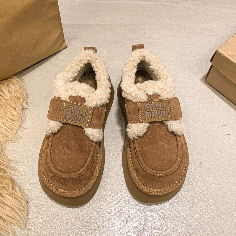 Women's fashion lightweight winter warm snow boots plush lining non-slip wear casual outdoor sports cotton boots velcro fur shoes