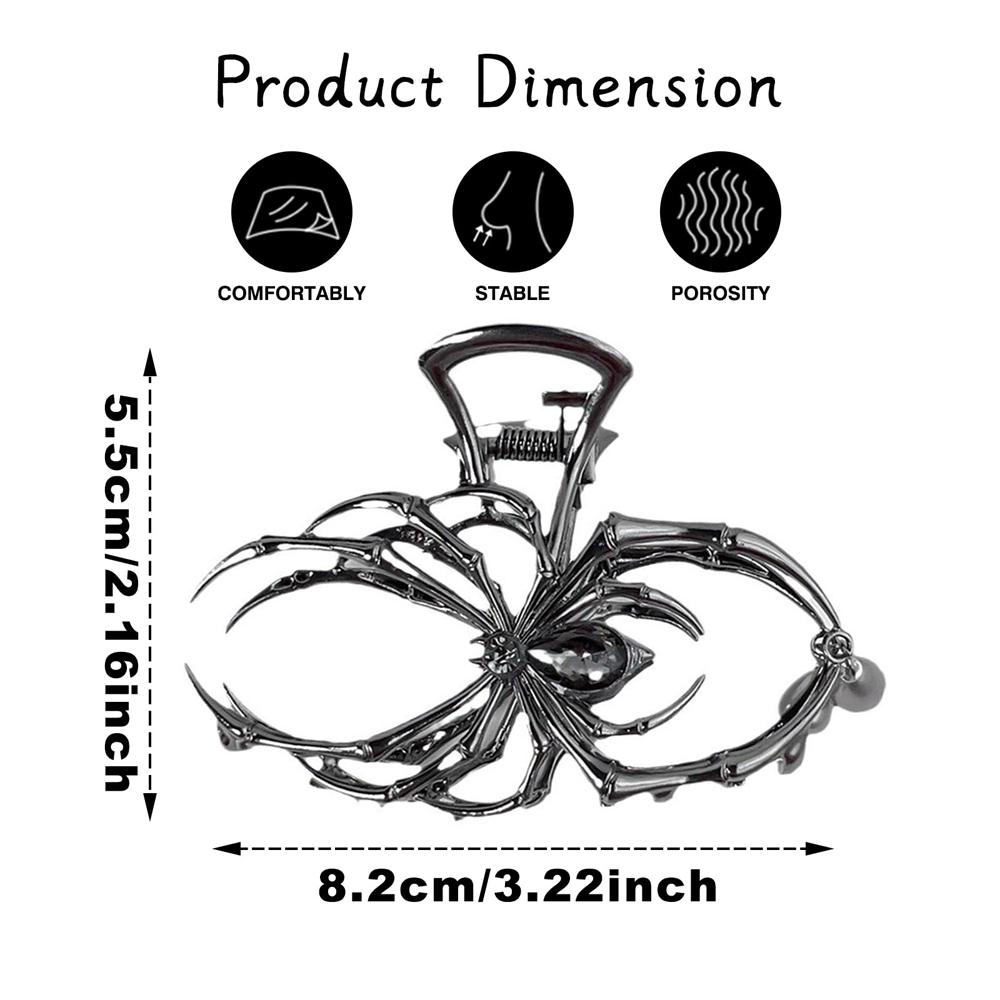 Halloweenské pavoučí spony do vlasů drápové spony-kovové gotické sponky do vlasů ze slitiny neklouzavý teror pavouk Silné držení sponky na čelisti do vlasů PunkCatch sponky