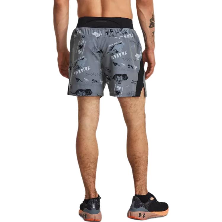 Under Armour Animal Print Letter Print Elastic Waist Straight Casual Shorts Men Shorts Gray 1379302-001