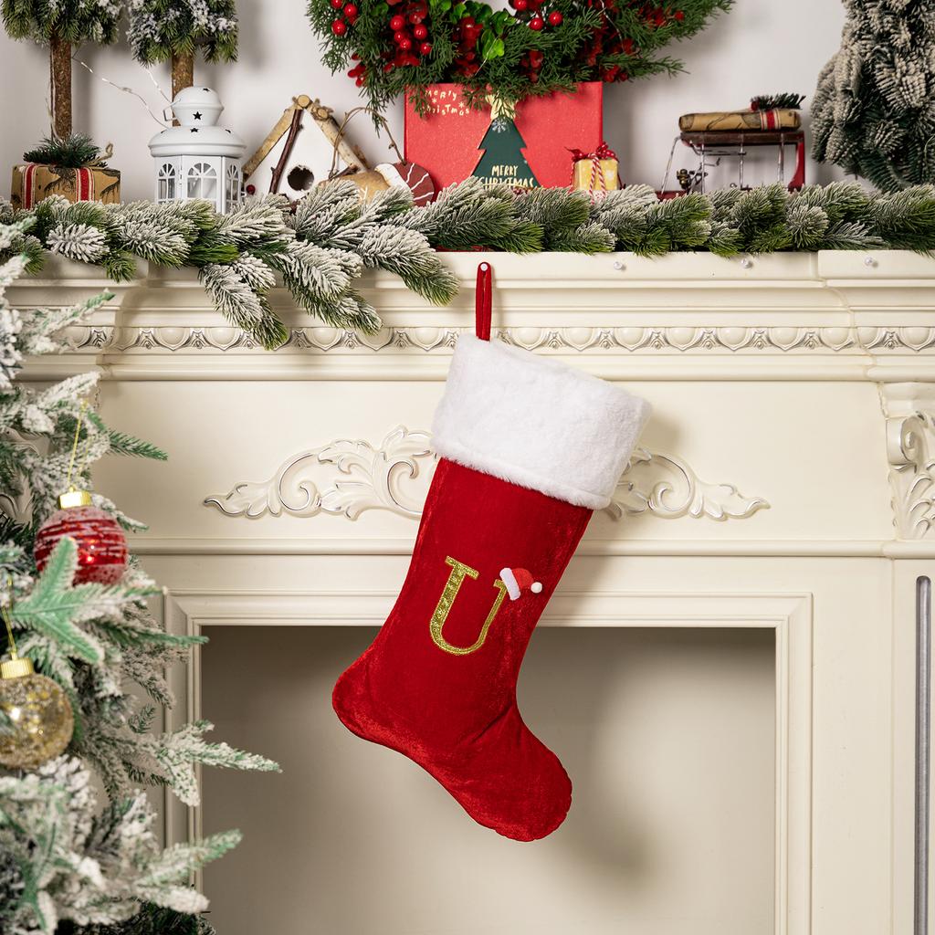 Christmas Home Decoration Red Premium Canary Letter Socks Festive Creative DIY Room Xmas Tree Decoration Christmas Gift Socks