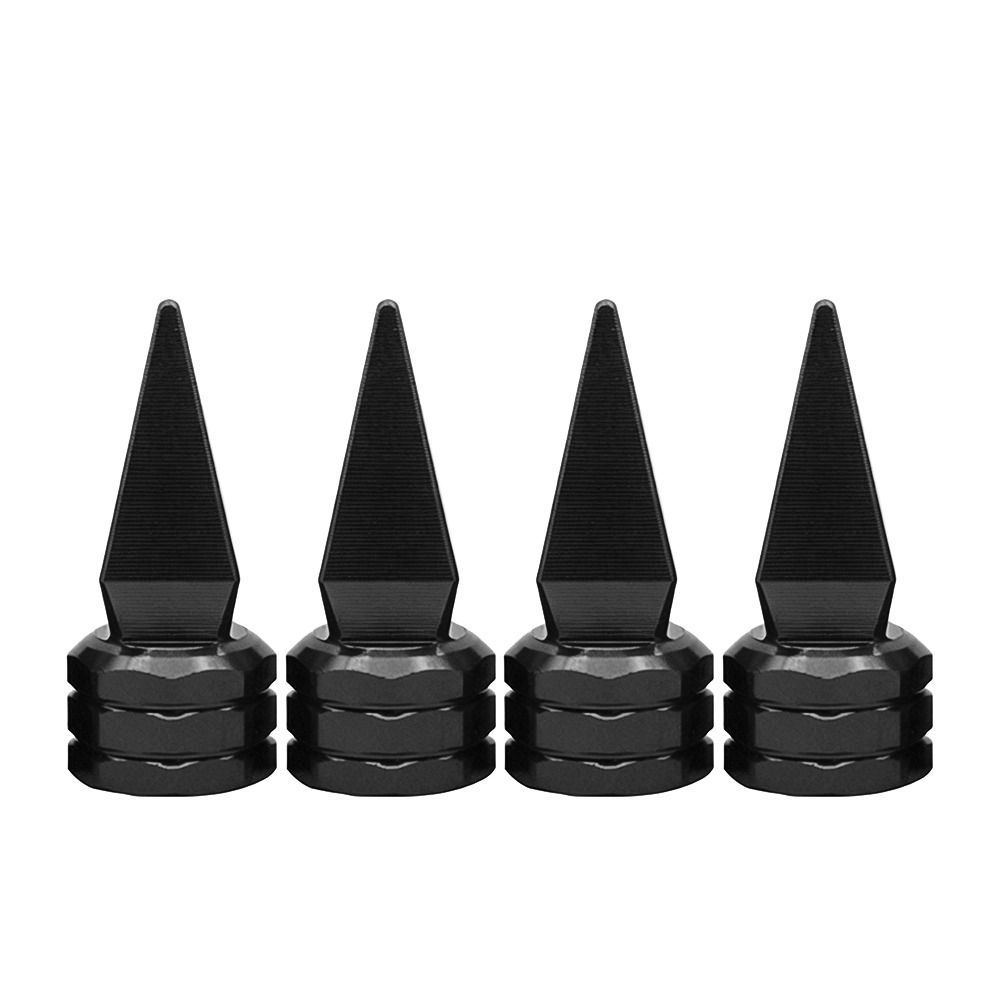 4pcs Universal Car Modification Sharp Pointed Valve Aluminium Alloy Modified Screw On Valve Cap