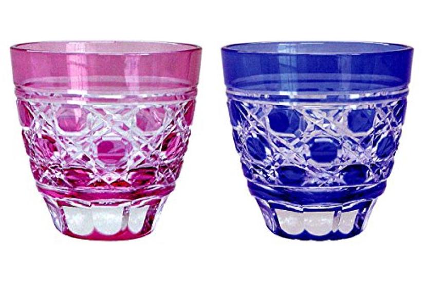 

Tajima Glass Octagonal Kagome Pattern Sake Cups (Pair)
