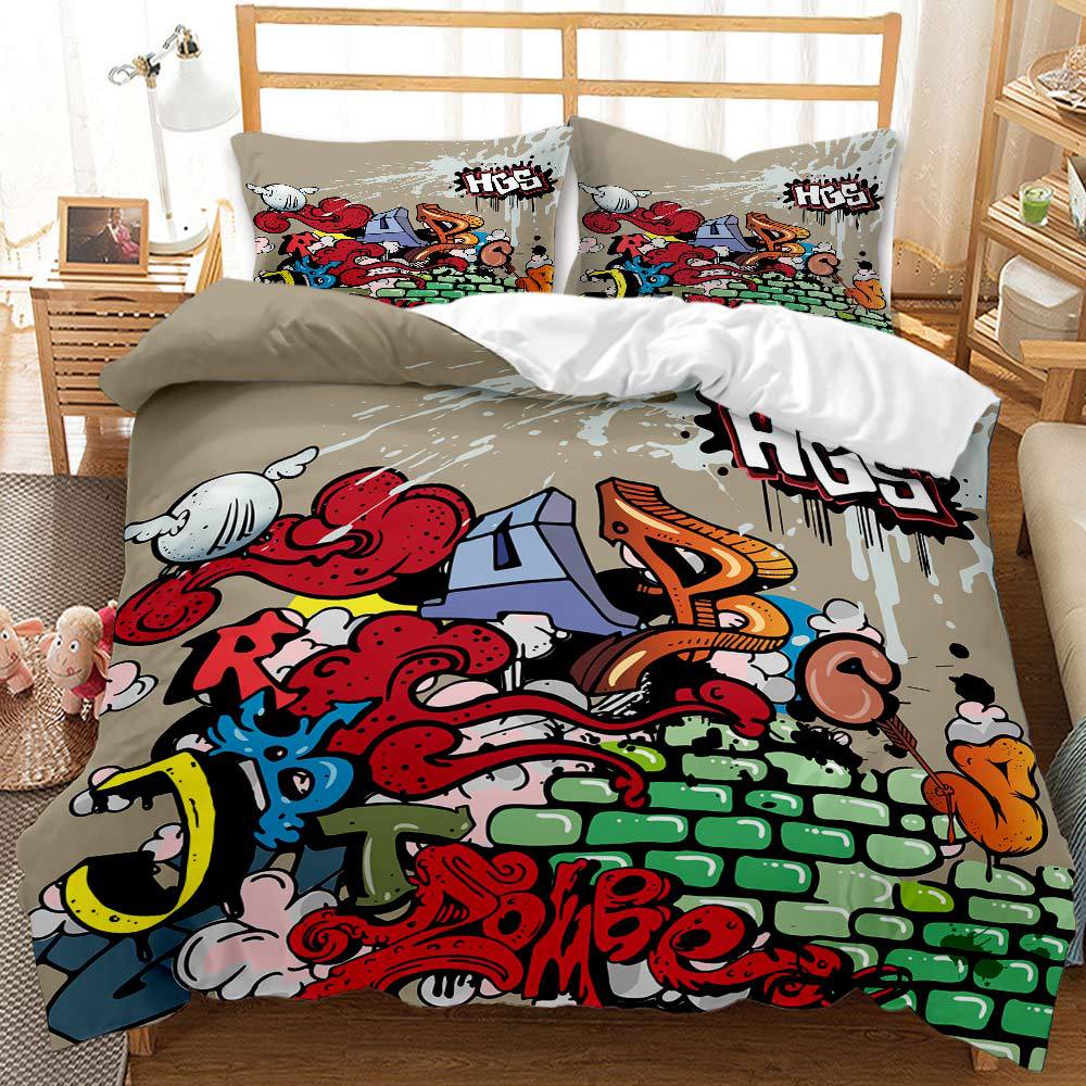 Punk Hippies Fashion Kids Duvet Cover Set King Queen Double Full Twin Single Size Bed Linen Set