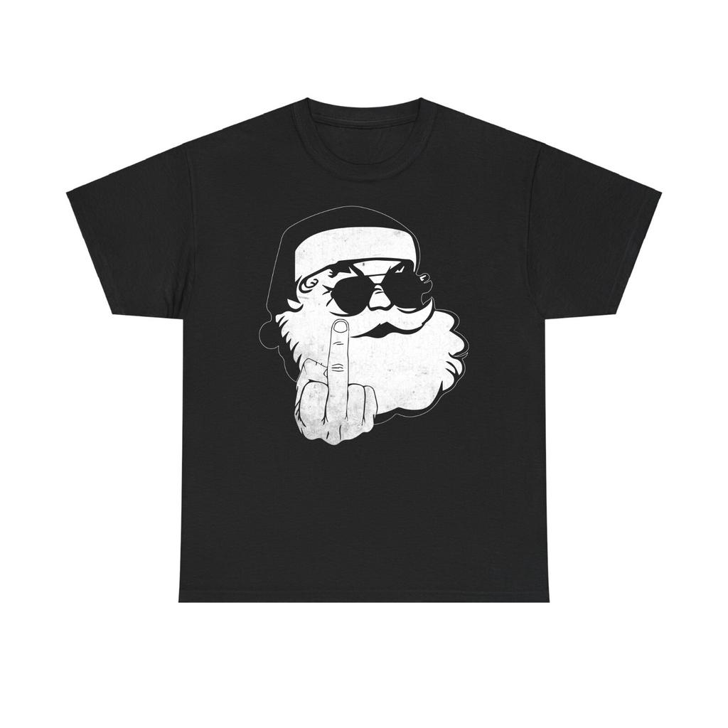 Santa With Middle Finger Christmas Tshirt Offensive Funny Santa T Shirt