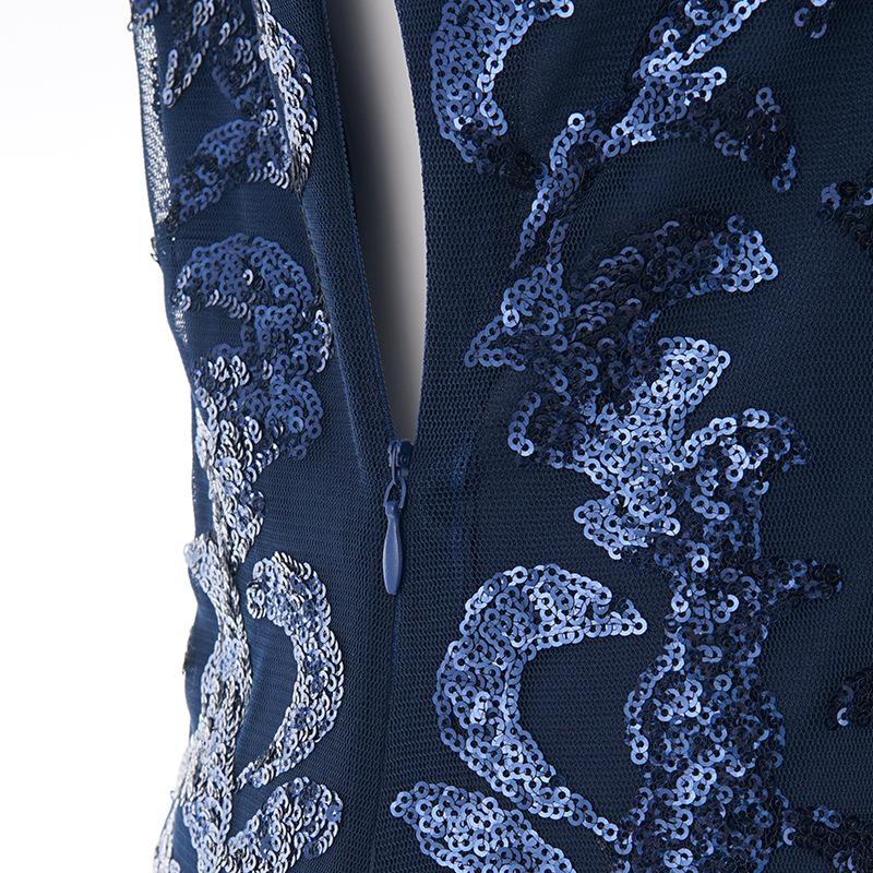 Popular retro dress bridesmaid beaded mesh sequined evening dress European and American wedding dress long dress