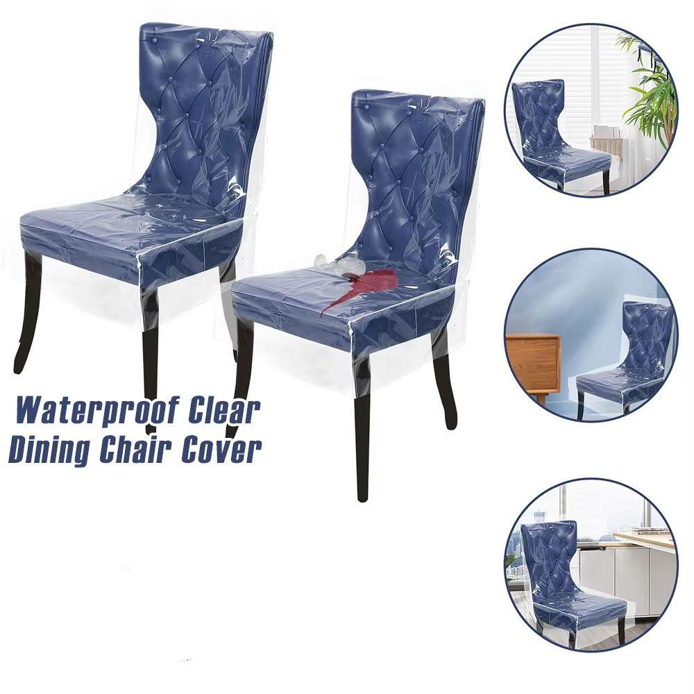 Waterproof Chair Cover Clear PVC Chair Protector Slipcover Chair Seat Cover  Standard Chairs
