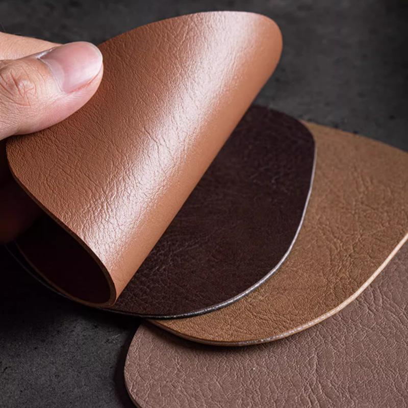 Shaped Cowhide Pattern Coasters Waterproof Heat Insulation Non-slip Mats PU Leather Plate Mat Bowl Cups Things for The Kitchen