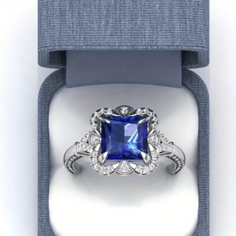 1Pc Fashionable Multi-functional Ring Set with Square Sapphire Synthetic Zircon