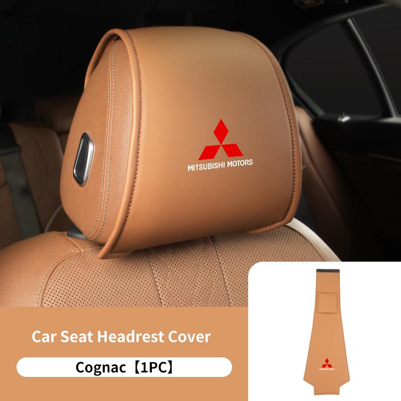 

For Mitsubishi 1/2PCS Leather Car Seat Headrest Protective Cover Interior Accessories Outlander Lancer Eclipse Mirage Xpander
