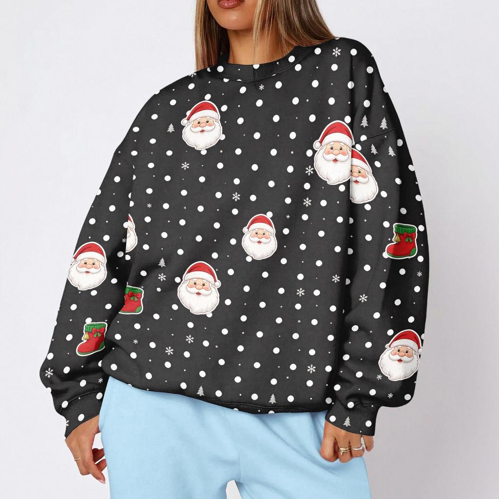 Women's Polka Dot Crewneck Sweatshirt, Lightweight Trendy Casual Pullover for Everyday Wear