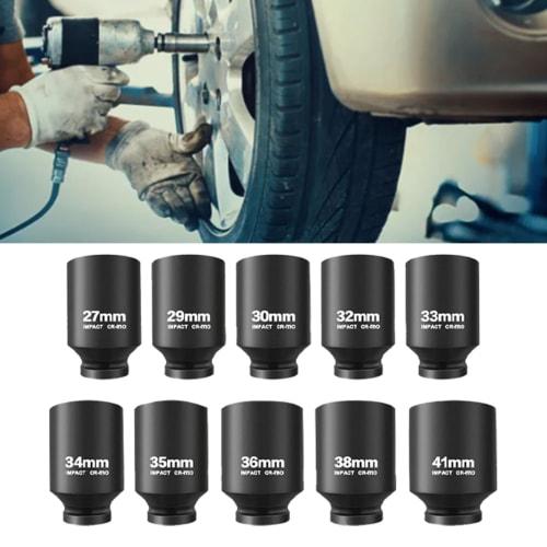 Deep Socket Set, Metric Deep Socket Set, Impact Socket Set, 6-Point Design, 27mm-41mm, 10-Piece Set, Hex Socket Set with Storage Case