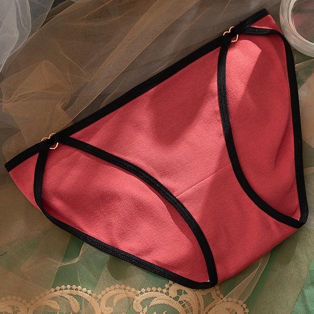 Cotton Panties Mid-Waist Briefs Breathable Briefs Cotton Stitching Color Underwear Sexy Lingeries Women Underpants EMA