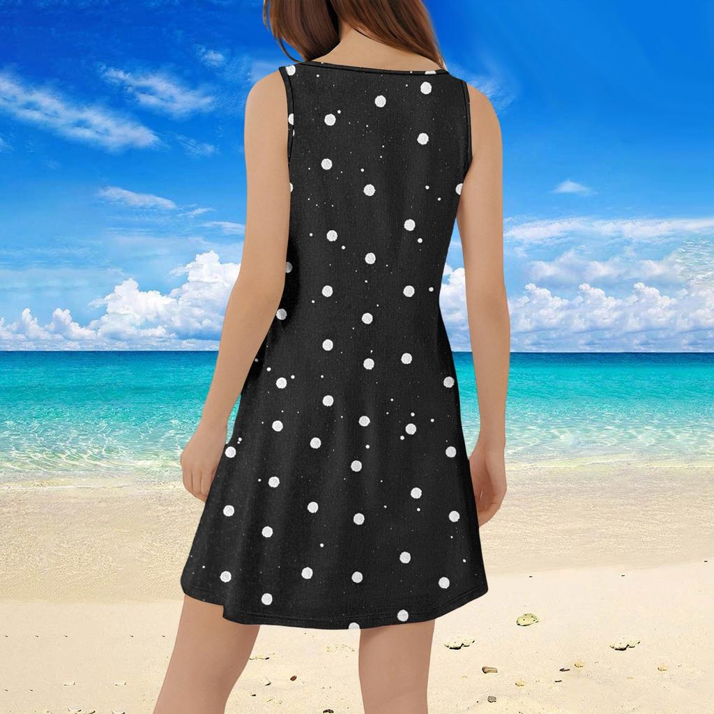 Women's Polka Dot Printed V-Neck Sleeveless Tank Dress With Pockets Casual Mature Outdoor Daily Date V-Neck Dress