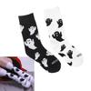 Unisex Halloween Theme Ghostly Pattern Middle Calf Socks Black White Soft Stylish Cotton Socks for Festival Occasion