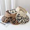 Spring and Summer Fashion Female Leopard Print Empty Top Straw Hat Sunscreen Sun Hat Paper Woven Grass Bow Large Edge Adjustable Sun Hat