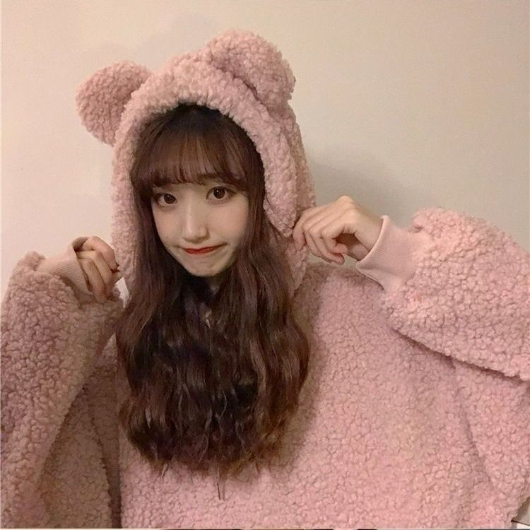 Winter Lamb Plush Coat Women's Teddy Bear Hoodie Women's Loose Jacket Women's College Style with Thickened Fleece