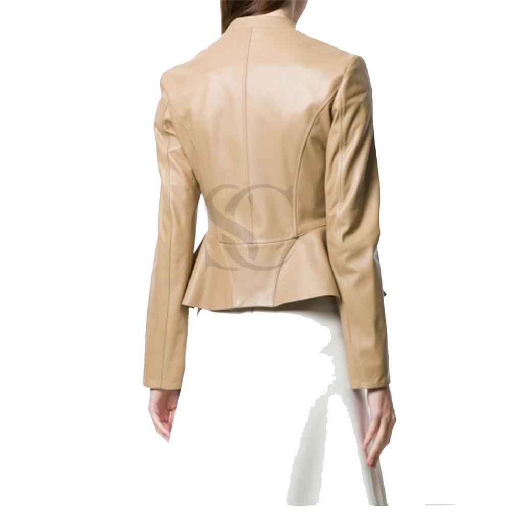 Giacca da donna in vera pelle stile peplo