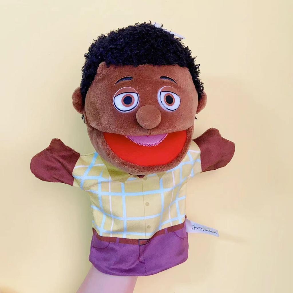 Family Hand Puppet Black Skin Open Mouth Father Mother Son Daughter Glove Kindergarten Educational Teaching Toy Dolls Kids Gifts