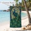 Retro Peacock Custom Name Printed Beach Towel Personalized Soft Towel For Swimming Beach Travel