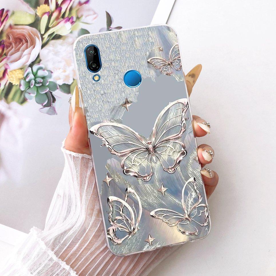 Luxury Flower Butterfly Bow Pattern Casing For Huawei Nova 3e 3i Back Cover Clear Soft Silicone Phone Case For Huawei P20 Lite