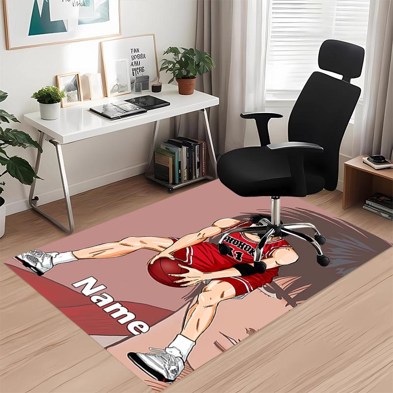 Custom Name Slam Dunk Printed Carpet, for Office Chair Living Room Bedroom Kitchen Room Decor Gifts.
